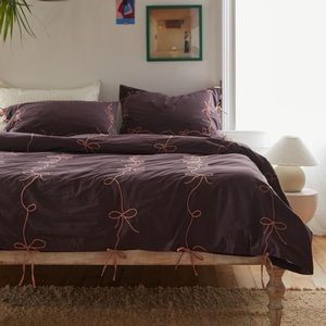 UO Lacey Bows Duvet Cover with Sham Set